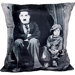 Almofada Charlie Chaplin Menino Preto/Branco Poliéster (42x42cm) - Uniart