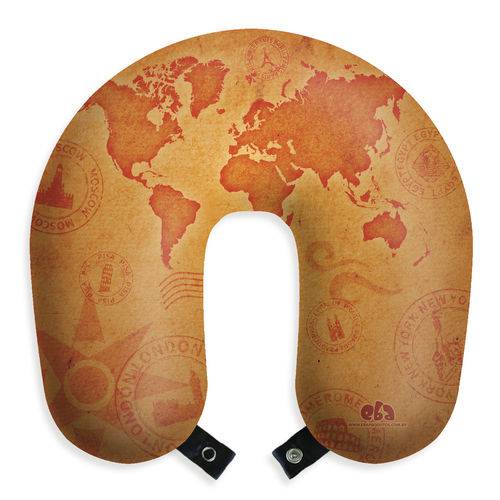 Almofada de Pescoço Travesseiro Apoio para Viagem e Descanso Mapa Mundi Viajar Viagem Mundo Ferias Macia Gostosa Avião