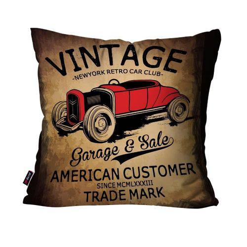Almofada Decorativa Avulsa Marrom Vintage Garage