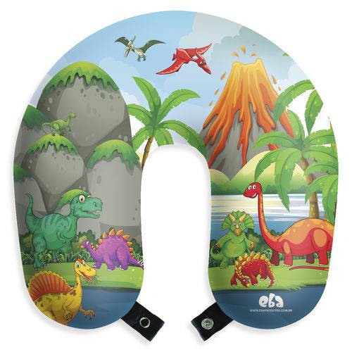Tudo sobre 'Almofada Infantil Dinossauros Travesseiro de Pescoço para Viagem e Descanso com Botão'