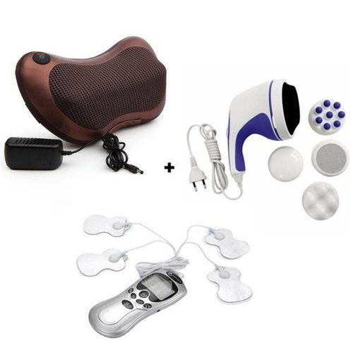 Almofada Massageadora Shiatsu + Massageador Eletrico com Eletrodos Digital +massageador Anticelulite