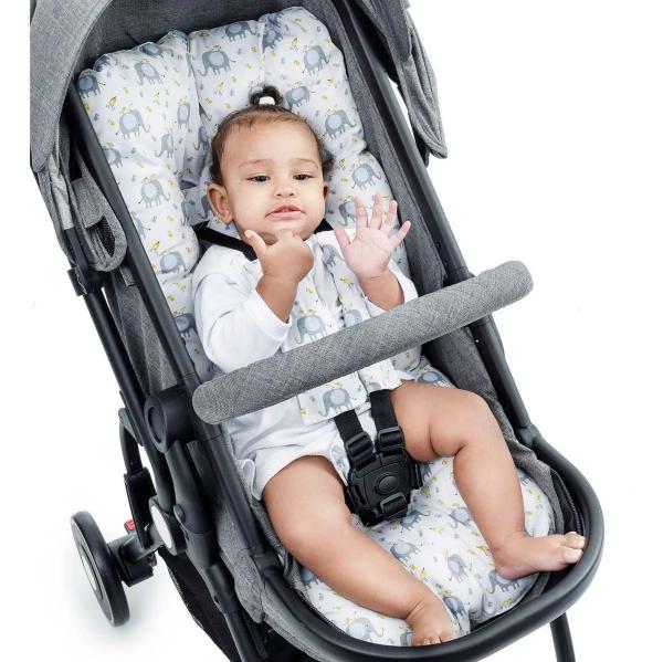 Almofada para Carrinho de Bebê Universal - Elefantinho Cinza - Click Tudo