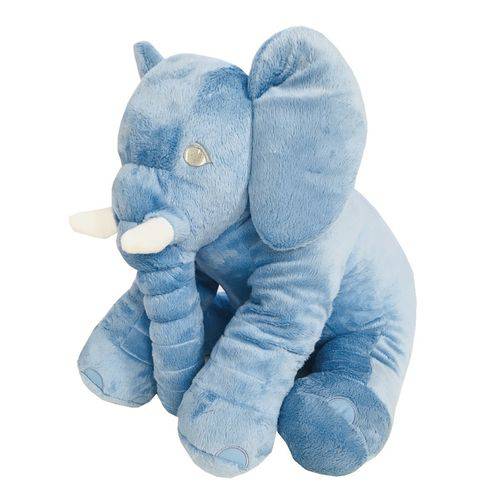Tudo sobre 'Almofada Travesseiro Elefante de Pelúcia para Bebê Dormir Azul 60cm - LuckBaby'