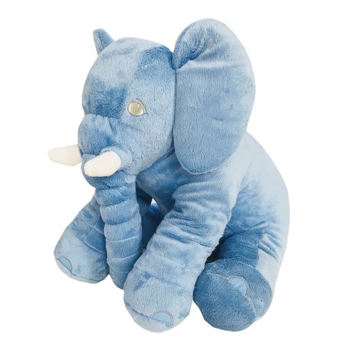Almofada Travesseiro Elefante de Pelúcia para Bebê Dormir Azul 60cm - LuckBaby