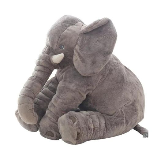 Almofada Travesseiro Elefante de Pelúcia para Bebê Dormir Cinza
