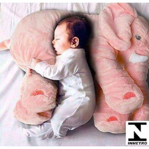Almofada Travesseiro Elefante de Pelúcia para Bebê Dormir Rosa 60cm - Ursos e Pelúcias