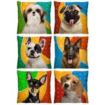 Almofadas Decorativas Cachorros Kit 6 para Sofá 40cm X 40cm