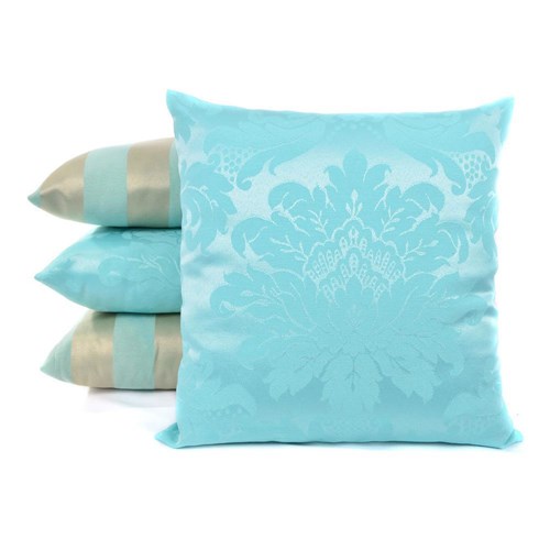 Almofadas Para Sala Azul Tiffany Listras 4 Unidades 45cm De Silicone Com Refil