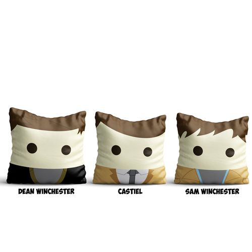 Tudo sobre 'Almofadas Supernatural Dean Castiel Sam Pack C/ 3 Unidades'