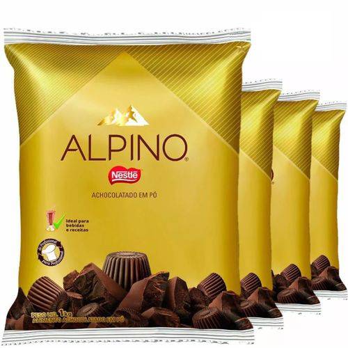 Alpino Achocolatado em Pó 1kg Nestle - Kit com 4 Unidades - Total 4kg