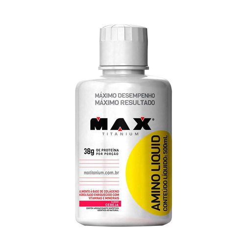 Amino Liquid 500ml Cereja Suplemento Max Titanium Formação e Recuperação de Massa Muscular Pós Trein