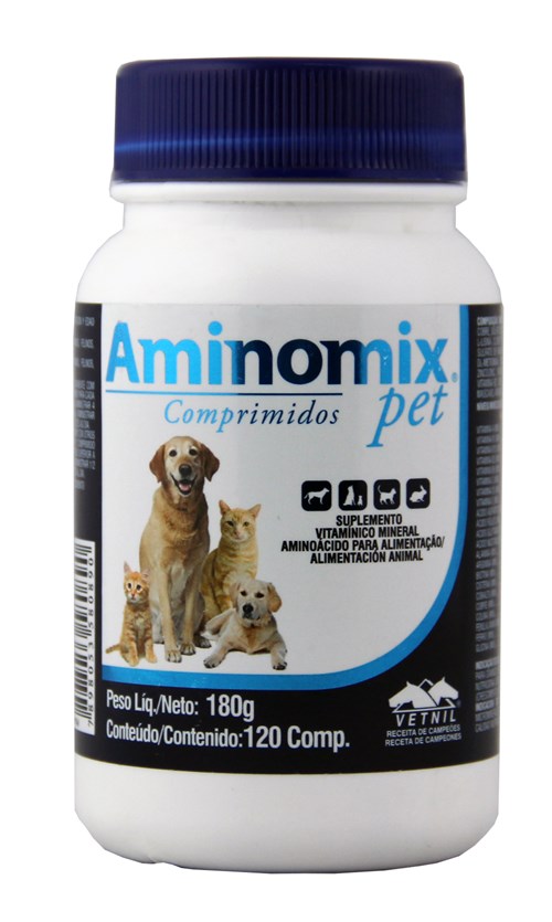 Aminomix Pet 120 Comprimidos Vetnil Suplemento Vitamínico Cães