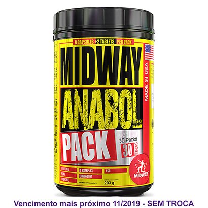 Anabol Pack - Pré Treino Completo com Cafeína, Aminoácidos, Vitaminas e Minerais - Midway USA