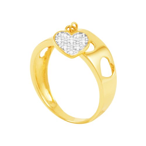 Anel em Ouro 18K Coração com Diamantes - AU4714