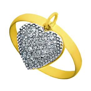 Anel em Ouro 18K Coração Pendurado com Diamantes An00449 - 20