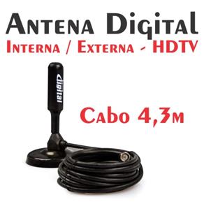 Antena Digital Interna/Enterna HDTV MTA-3003 Cabo 4,3m - Tomate