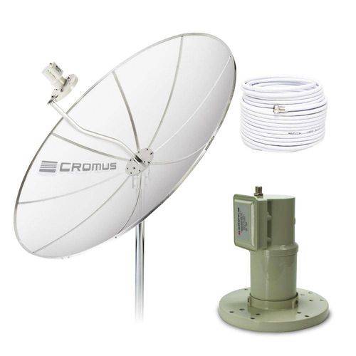 Antena Parabólica 1,50m, Lnbf Monoponto e Kit Cabos (Sem Receptor) - Cromus