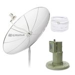 Antena Parabólica 1,90m, Lnbf Monoponto e Kit Cabos (Sem Receptor) - Cromus