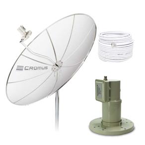 Antena Parabólica Cromus com LNBF Monoponto e Cabo de 1,50 Metros