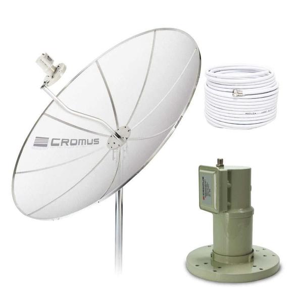 Antena Parabólica Cromus LNBF Monoponto, (sem Receptor), Kit Cabos