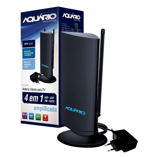 Antena Tv Digital Hdtv Interna Amplificada Aquário Dtv-4600