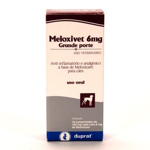 Anti-Inflamatório e Analgésico Meloxivet 6 Mg 10 Comprimidos