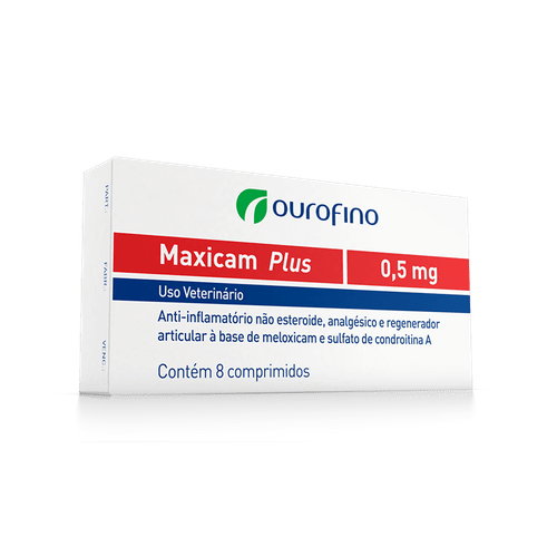 Anti-inflamatório Ourofino Maxicam Plus para Cães e Gatos - 8 Comprimidos 0,5mg