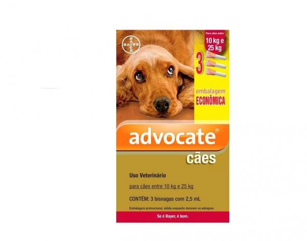 Anti Pulgas Advocate Cães de 10 a 25 Kg com 3 Pipetas Bayer