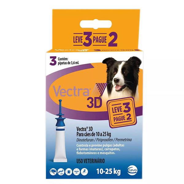 Anti Pulgas Ceva Vectra 3d para Cães 10a25kg Leve 3 Pague 2