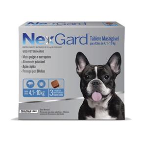 Anti Pulgas e Carrapatos NexGard para Cães de 4,1 a 10 Kg - 3 Tabletes