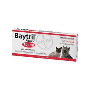 Antibiótico Bayer Baytril Flavour 15mg 10 Comprimidos