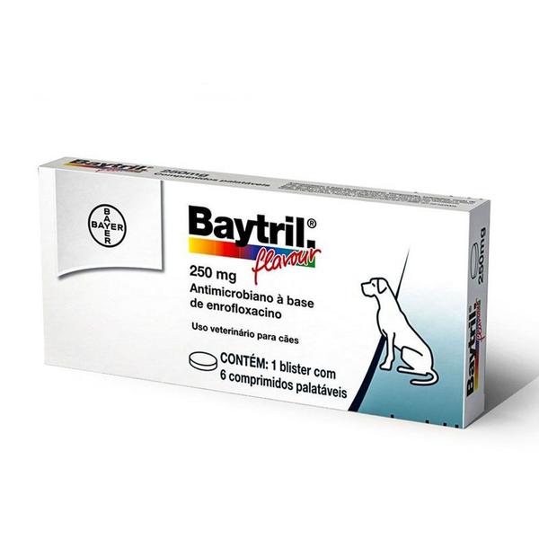 Antibiótico Bayer Baytril Flavour 250 Mg - 06 Comprimidos - Outros