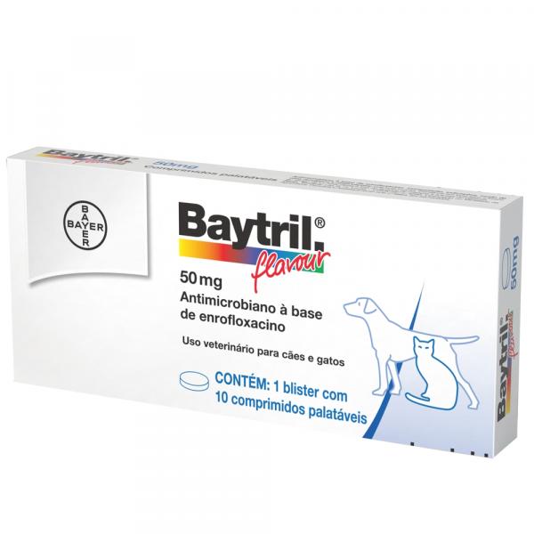Antibiótico Baytril Flavour Bayer 50 Mg 10 Comprimidos