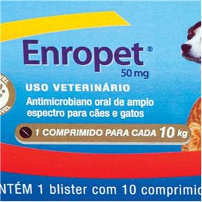 Antibiótico Ceva Enropet 50mg 10 Comprimidos