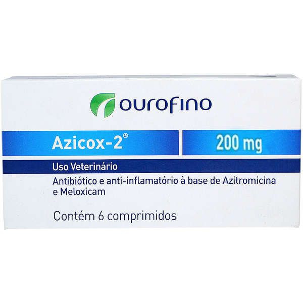Antibiótico e Anti-inflamatório Ouro Fino Azicox 2 de 6 Comprimidos - 200 Mg - Ourofino