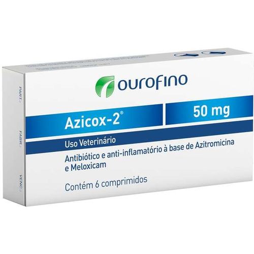 Antibiótico e Anti-inflamatório Ouro Fino Azicox 2 de 6 Comprimidos - 50 Mg