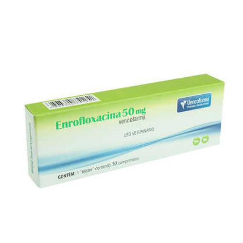 Antibiótico para Cães e Gatos Enrofloxacina Vencofarma 50 Mg - 10 Comprimidos