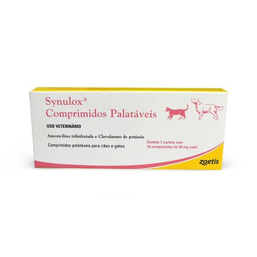 Antibiótico Zoetis Synulox 10 Comprimidos 50 Mg
