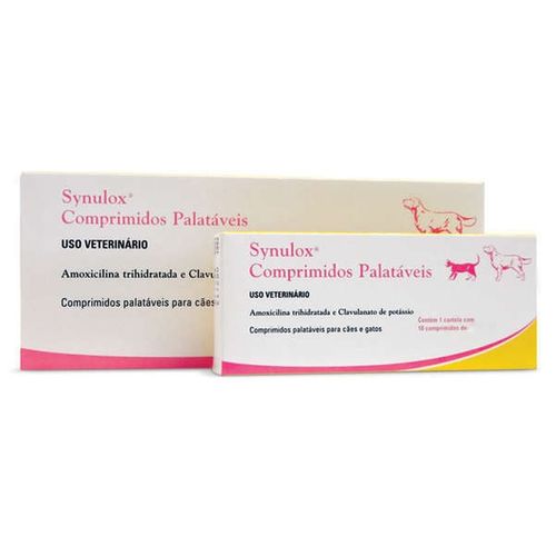 Antibiótico Zoetis Synulox para Cães e Gatos - 10 Comprimidos 50mg