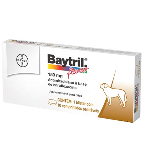 Antimicrobiano Baytril Flavour 150 Mg - 10 Comprimidos - Bayer