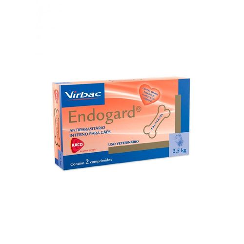 Antiparasitas Endogard 2,5kg Virbac C/2 Comprimidos Até 2,5kg