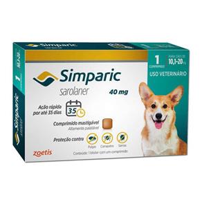 Antipulgas Cães Simparic 10,1 à 20kg Zoetis - 40g