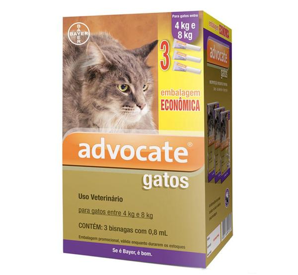 Antipulgas Combo Advocate para Gatos Entre 4 e 8kg 0,8ml - Bayer Pet / Advocate