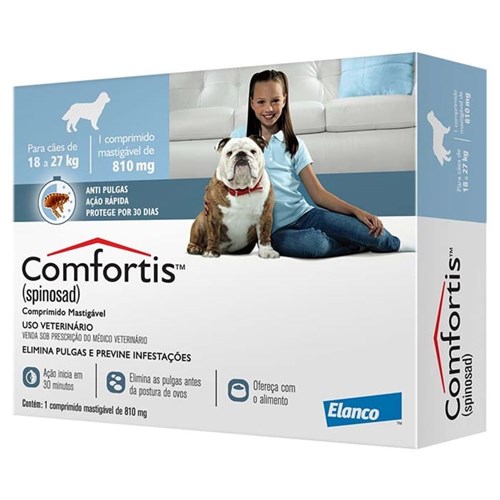 Antipulgas Comfortis 810mg para Cães de 18 a 27kg - 1 Comprimido