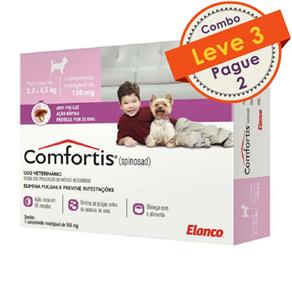 Antipulgas Comfortis Elanco Kit com 3 para Cães de 2,3 a 4,5 Kg