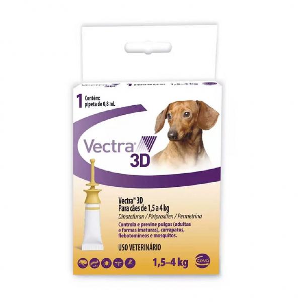 Antipulgas e Carrapaticida Vectra 3D Cães 1,5 a 4KG - Ceva