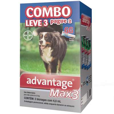 Antipulgas e Carrapatos Bayer Advantage MAX3 Combo para Cães Acima de 25 Kg