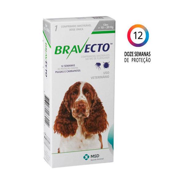 Antipulgas e Carrapatos Bravecto MSD para Cães de 10 a 20 Kg
