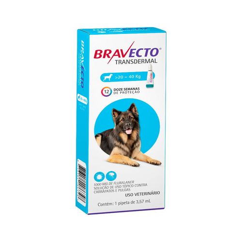 Antipulgas e Carrapatos Bravecto Msd Transdermal para Cães 20 a 40kg