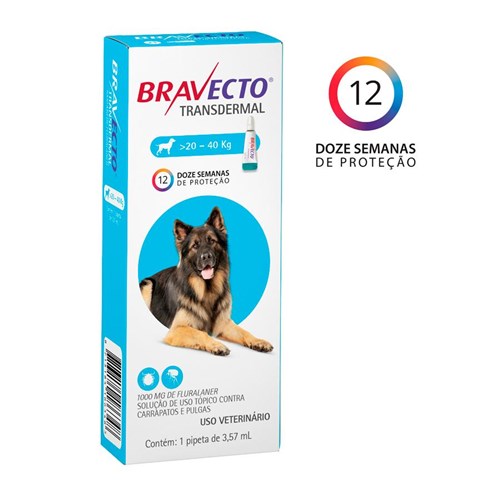 Antipulgas e Carrapatos Bravecto Transdermal MSD para Cães 20 a 40kg